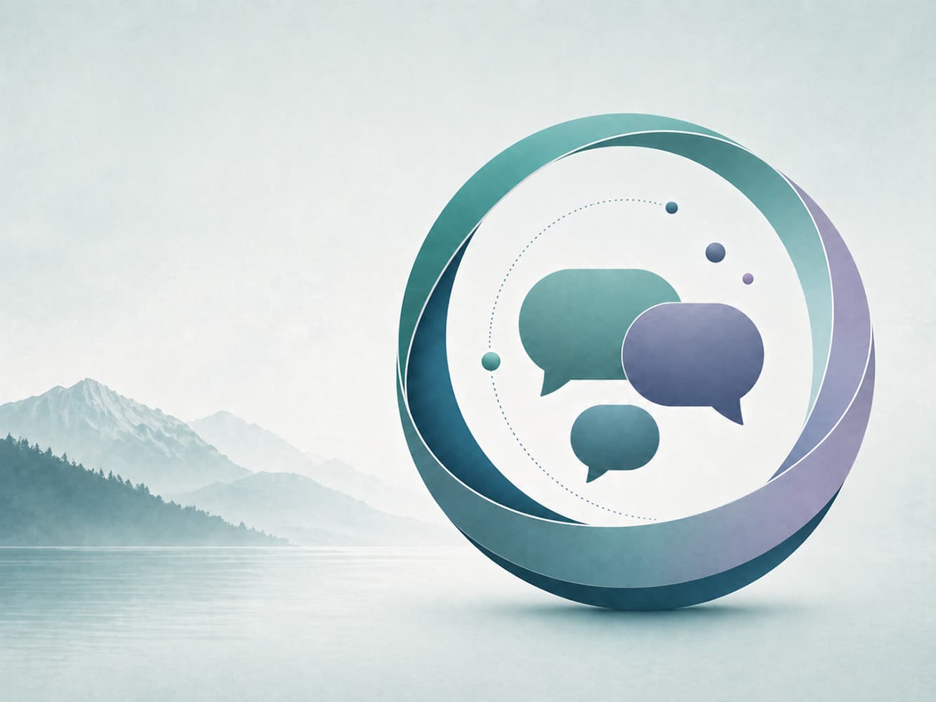 Circular speech-bubble graphic representing protected conversation, trust, and confidentiality in leadership circles.